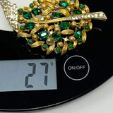 Lisner Gold-Tone Leaf Rhinestone Brooch