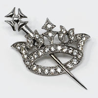 Ora Sceptre and Crown Rhinestone Brooch