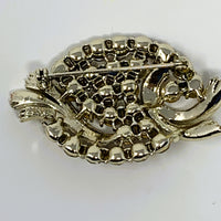 Lisner Rhinestone Silver Tone Brooch