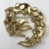Crown Trifari Imitation Pearl Gold Tone Leaf Brooch