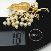 Crown Trifari Imitation Pearl Gold Tone Branch Brooch