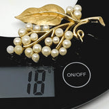 Crown Trifari Imitation Pearl Gold Tone Branch Brooch