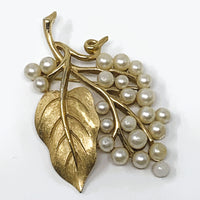 Crown Trifari Imitation Pearl Gold Tone Branch Brooch