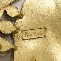 Crown Trifari Imitation Pearl Gold Tone Branch Brooch