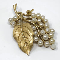 Crown Trifari Imitation Pearl Gold Tone Branch Brooch