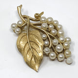 Crown Trifari Imitation Pearl Gold Tone Branch Brooch
