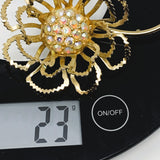 Sarah Coventry Gold Plated Aurora Borealis Flower Brooch