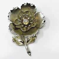 Coro Gold Tone Aurora Borealis Flower Brooch