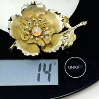 Coro Gold Tone Aurora Borealis Flower Brooch