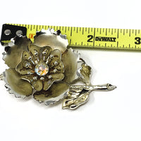 Coro Gold Tone Aurora Borealis Flower Brooch