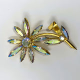 Unsigned Aurora Borealis Flower Brooch