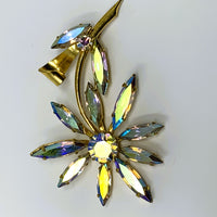 Unsigned Aurora Borealis Flower Brooch