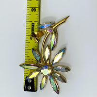 Unsigned Aurora Borealis Flower Brooch