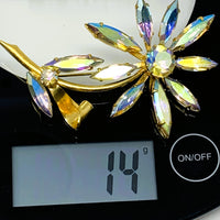 Unsigned Aurora Borealis Flower Brooch