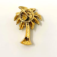Nina Ricci Palm Tree Enamelled Pin Brooch Rhinestones