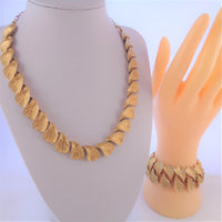 Coro Francois Gold Leaf Choker Necklace and Bracelet