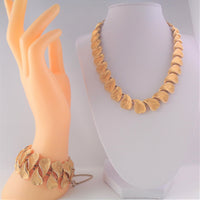 Coro Francois Gold Leaf Choker Necklace and Bracelet