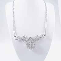 Coro Silver-Tone Clear Rhinestone Necklace