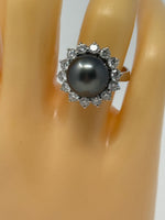 Tahitian Pearl and Diamond Ring