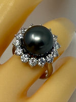 Tahitian Pearl and Diamond Ring