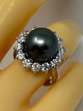 Tahitian Pearl and Diamond Ring