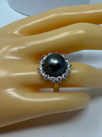 Tahitian Pearl and Diamond Ring