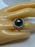Tahitian Pearl and Diamond Ring