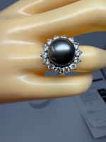 Tahitian Pearl and Diamond Ring