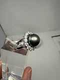 Tahitian Pearl and Diamond Ring