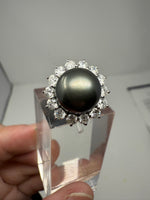 Tahitian Pearl and Diamond Ring