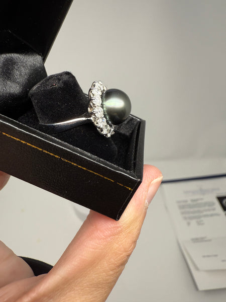 Tahitian Pearl and Diamond Ring