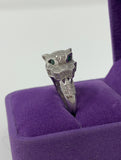 Effy Panther Statement Ring Sterling Silver 925 Pave Diamonds and Tsavorite Eyes Size: 7.75