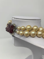 Les Bernard Faux Pearl Choker Necklace