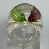 Vintage Lucite Bubble Dome Ring with Dried Flowers Size 6.5