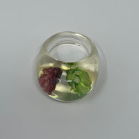 Vintage Lucite Bubble Dome Ring with Dried Flowers Size 6.5