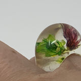 Vintage Lucite Bubble Dome Ring with Dried Flowers Size 6.5