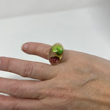 Vintage Lucite Bubble Dome Ring with Dried Flowers Size 6.5