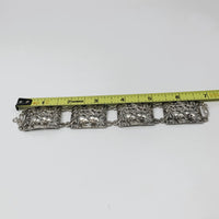 Sterling Silver Ornate Floral 4 Panel Bracelet by Smith and Bond Size 6.25"