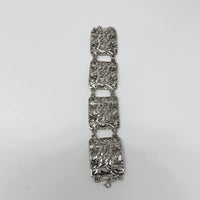Sterling Silver Ornate Floral 4 Panel Bracelet by Smith and Bond Size 6.25"