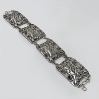 Sterling Silver Ornate Floral 4 Panel Bracelet by Smith and Bond Size 6.25"
