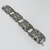 Sterling Silver Ornate Floral 4 Panel Bracelet by Smith and Bond Size 6.25"