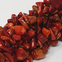 Red Sciacca Coral Chip Beaded Stretch Cuff Bracelet