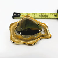 Corocraft BSK Gold Tone Watermelon Glass Statement Brooch and Clip-On Earrings