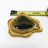 Corocraft BSK Gold Tone Watermelon Glass Statement Brooch and Clip-On Earrings
