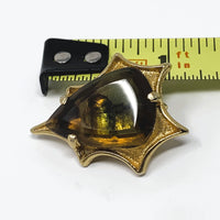Corocraft BSK Gold Tone Watermelon Glass Statement Brooch and Clip-On Earrings