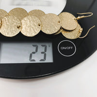 Gold-Tone Metal Disc Drop Earrings 4 3/4 inches