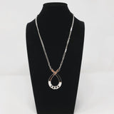 Crown Trifari Ribbon Pendant Necklace Silver Tone Curb Chain 18"