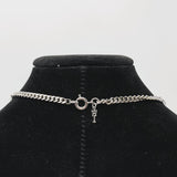 Crown Trifari Ribbon Pendant Necklace Silver Tone Curb Chain 18"