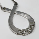Crown Trifari Ribbon Pendant Necklace Silver Tone Curb Chain 18"
