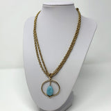 Monet Gold-Tone Necklace 17" Turquoise Stone Pendant